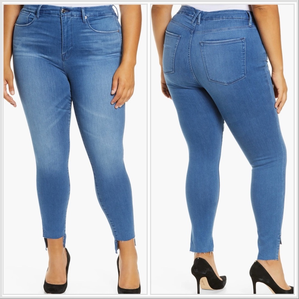 Good American Women’s Good Waist Step Hem Skinny Jeans